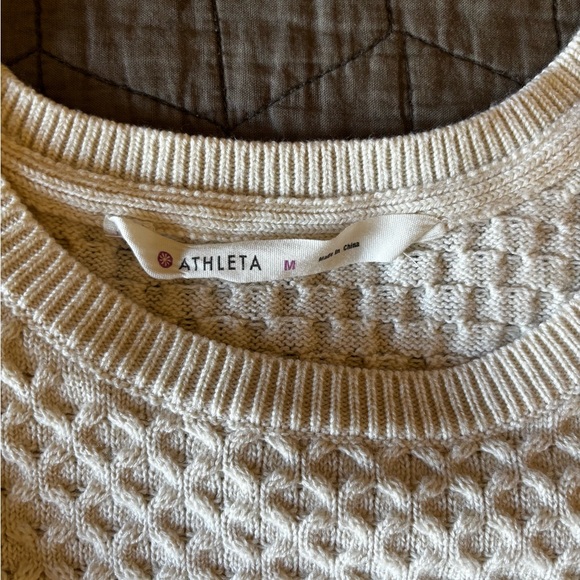 Athleta Cream Textured Crew Neck Sweater - Picture 3 of 6